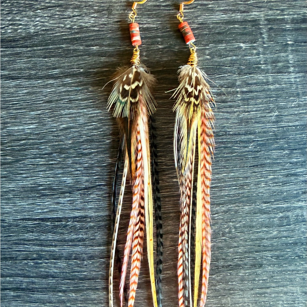 Artisan Feather Drop Earrings